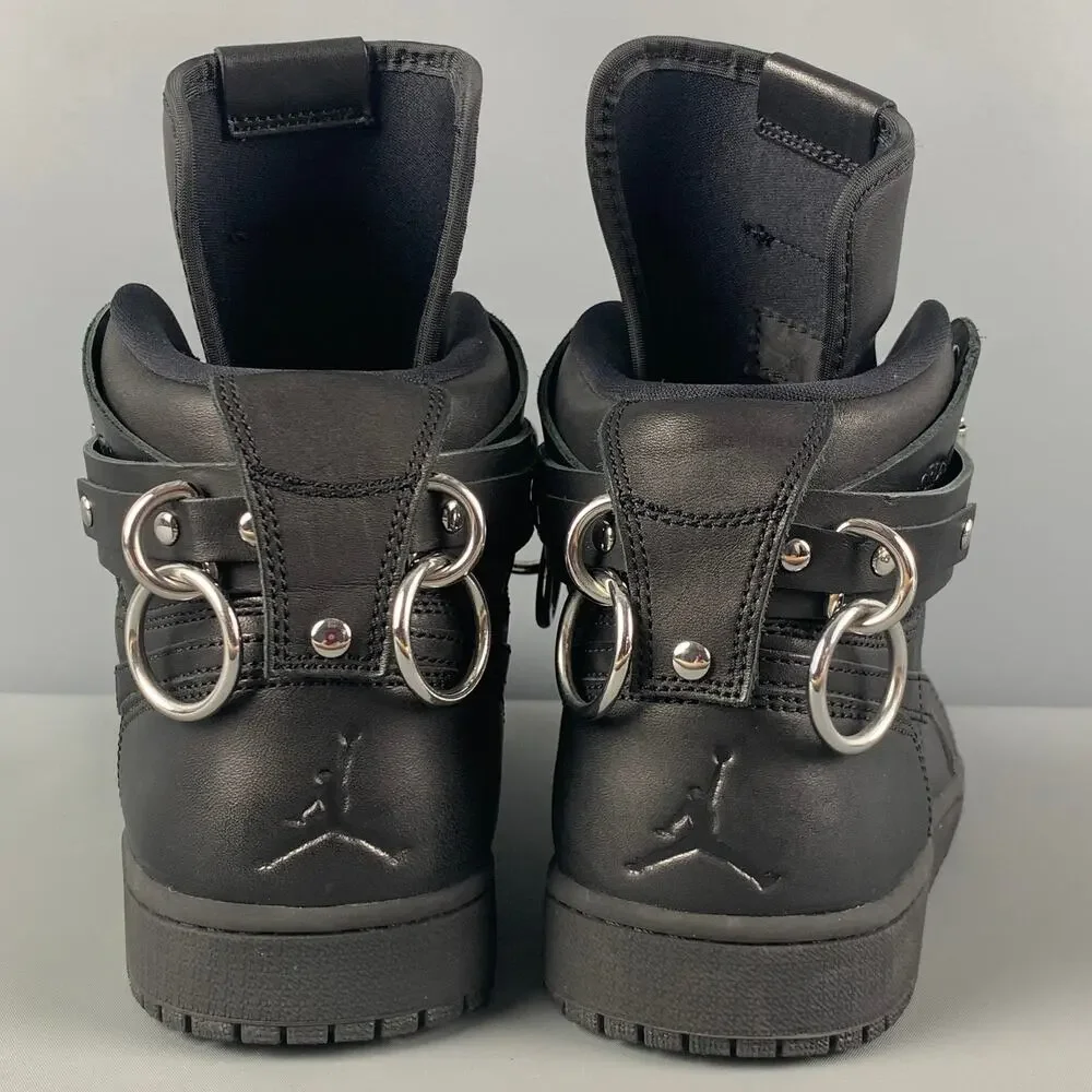 COMME des GARCONS x AJ1 FW19 Bondage Size 10 Black Leather High Top Sneakers